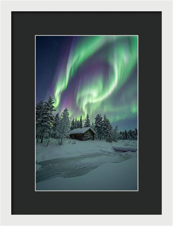 Aurora Over Snowy Cabin