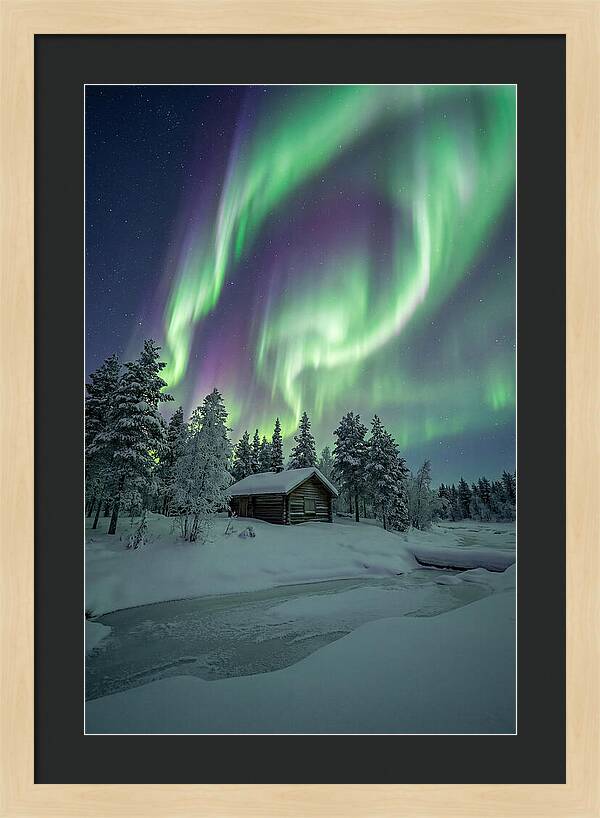 Aurora Over Snowy Cabin
