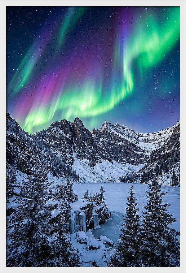 Aurora Over Snowy Peaks