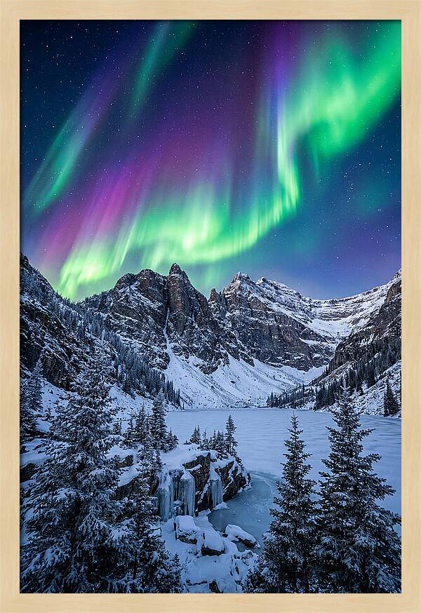 Aurora Over Snowy Peaks