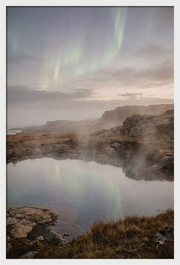 Aurora Reflected In Hot Spring