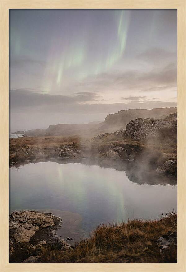 Aurora Reflected In Hot Spring