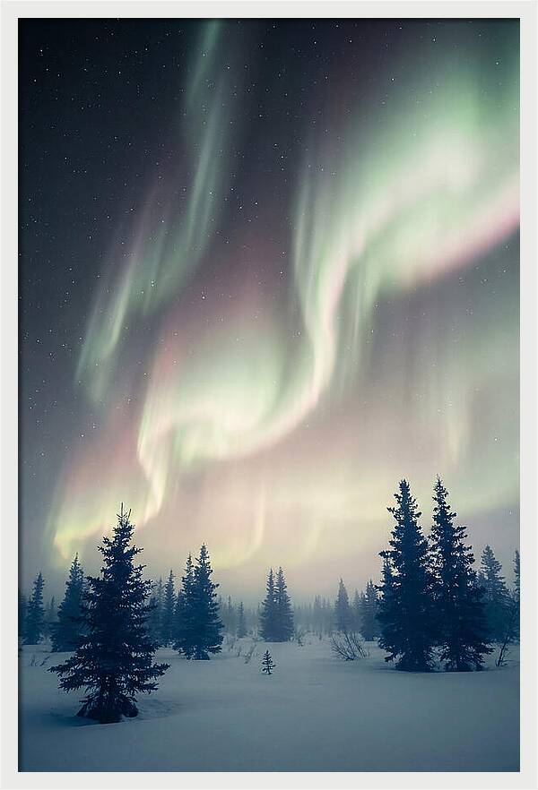 Auroras Above Alaskan Landscape
