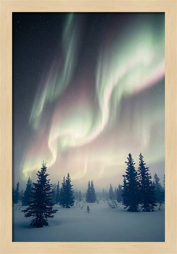 Auroras Above Alaskan Landscape