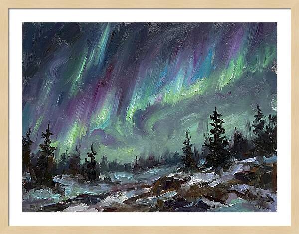 Auroras Dancing Above Winter Wonderland