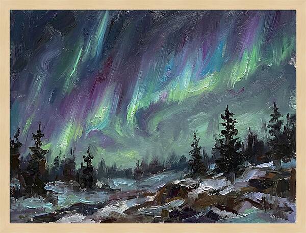 Auroras Dancing Above Winter Wonderland