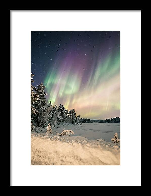 Auroras Over Finnish Landscape