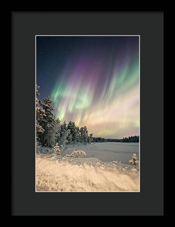 Auroras Over Finnish Landscape