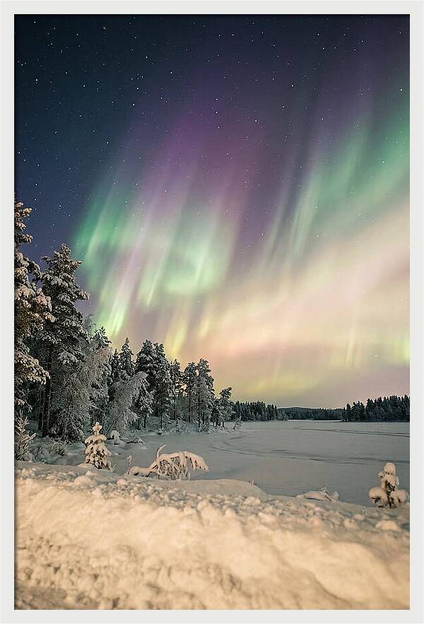 Auroras Over Finnish Landscape