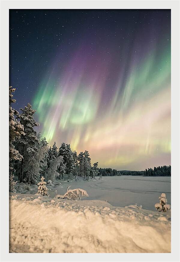 Auroras Over Finnish Landscape