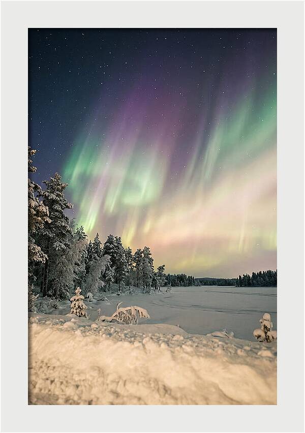 Auroras Over Finnish Landscape