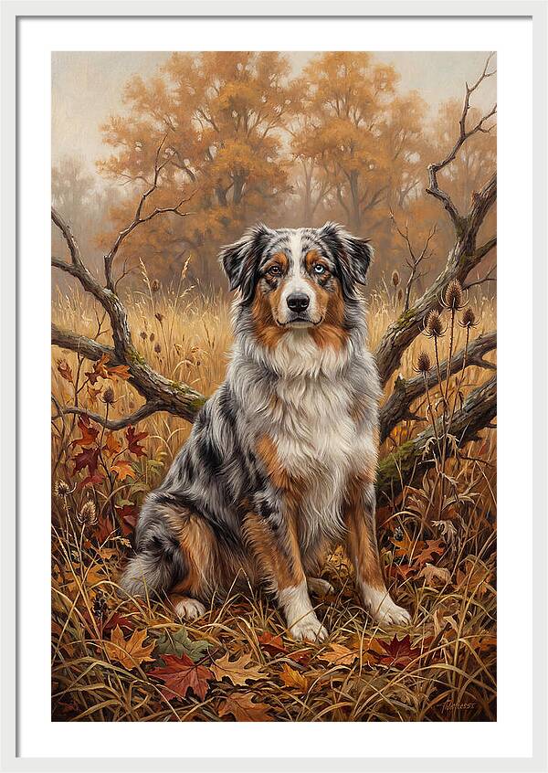 Australian Shepherd In Autumn Splendor