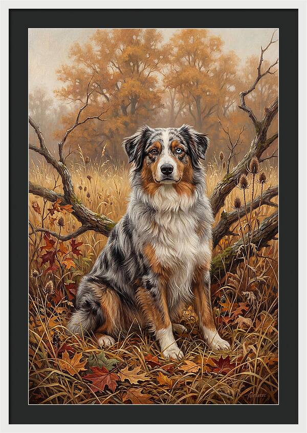 Australian Shepherd In Autumn Splendor
