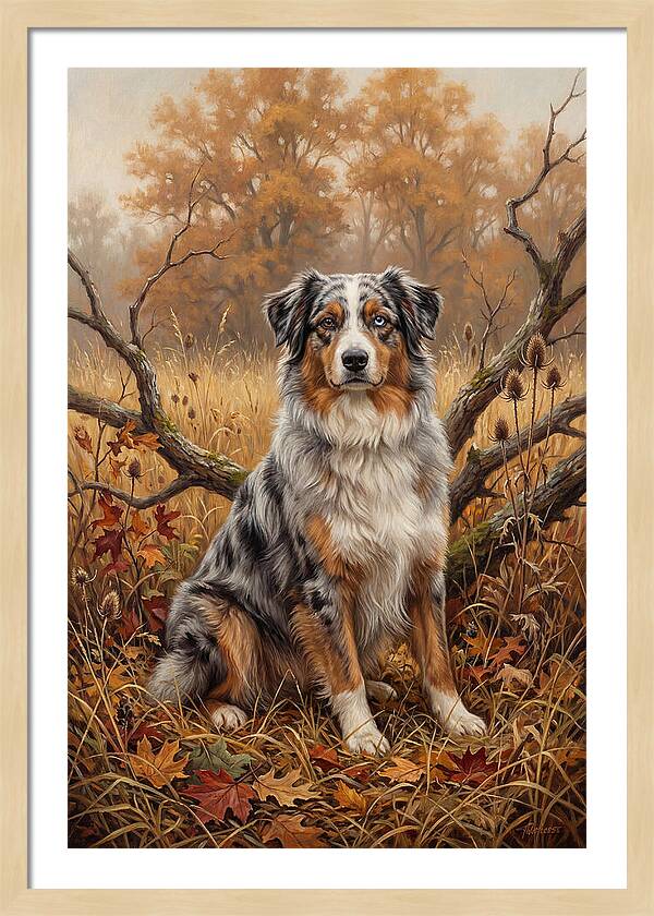 Australian Shepherd In Autumn Splendor