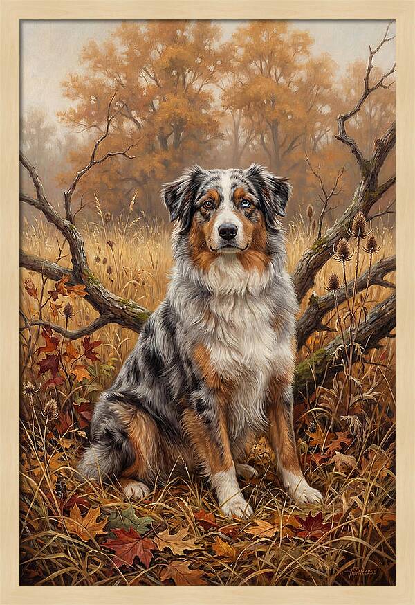 Australian Shepherd In Autumn Splendor