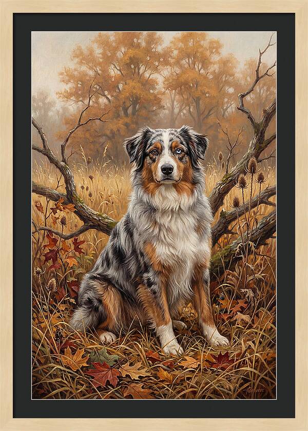 Australian Shepherd In Autumn Splendor