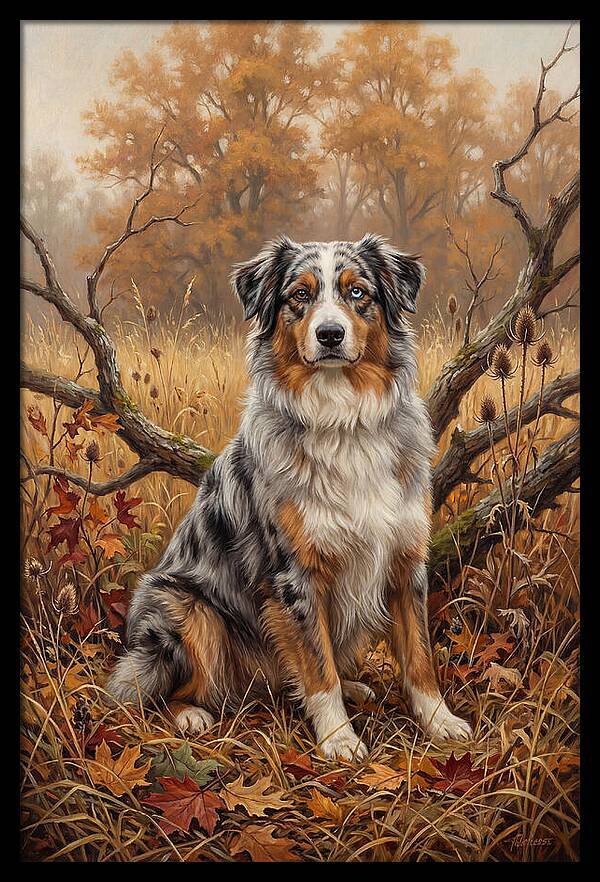 Australian Shepherd In Autumn Splendor