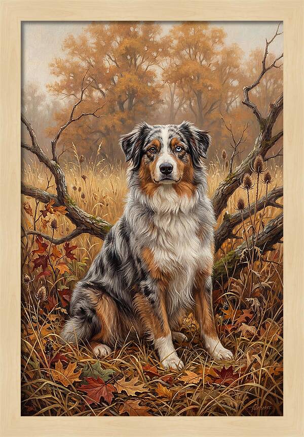 Australian Shepherd In Autumn Splendor