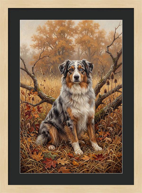 Australian Shepherd In Autumn Splendor
