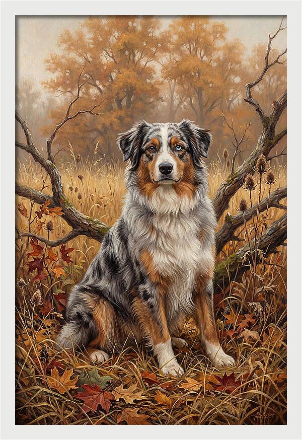 Australian Shepherd In Autumn Splendor