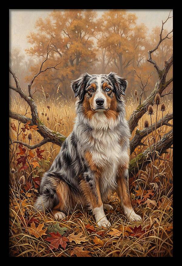 Australian Shepherd In Autumn Splendor
