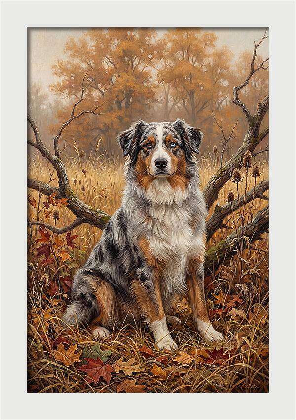 Australian Shepherd In Autumn Splendor