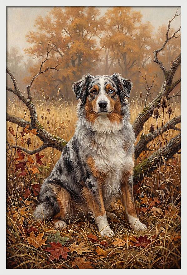 Australian Shepherd In Autumn Splendor