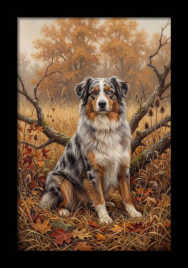 Australian Shepherd In Autumn Splendor