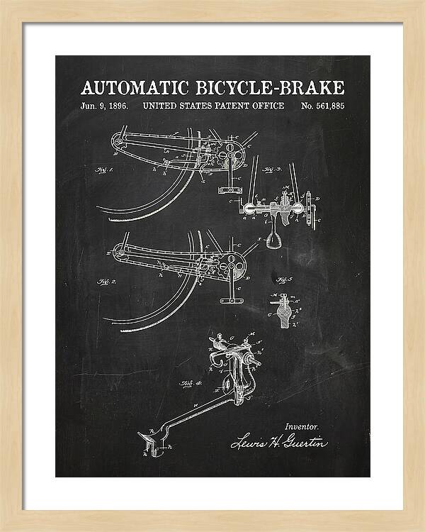 Automatic Bicycle Brake Chalkboard Patent Us561885a