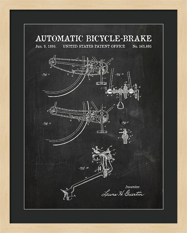Automatic Bicycle Brake Chalkboard Patent Us561885a