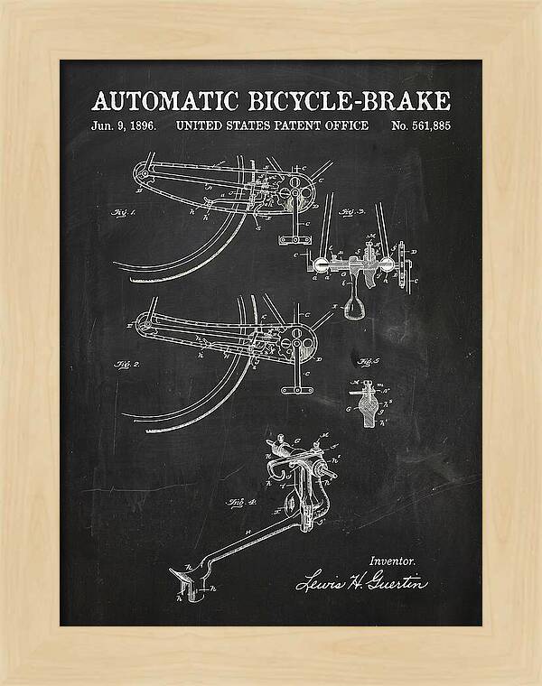 Automatic Bicycle Brake Chalkboard Patent Us561885a