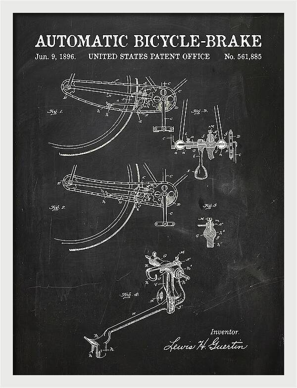 Automatic Bicycle Brake Chalkboard Patent Us561885a