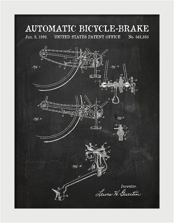 Automatic Bicycle Brake Chalkboard Patent Us561885a
