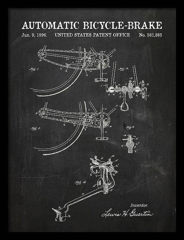Automatic Bicycle Brake Chalkboard Patent Us561885a
