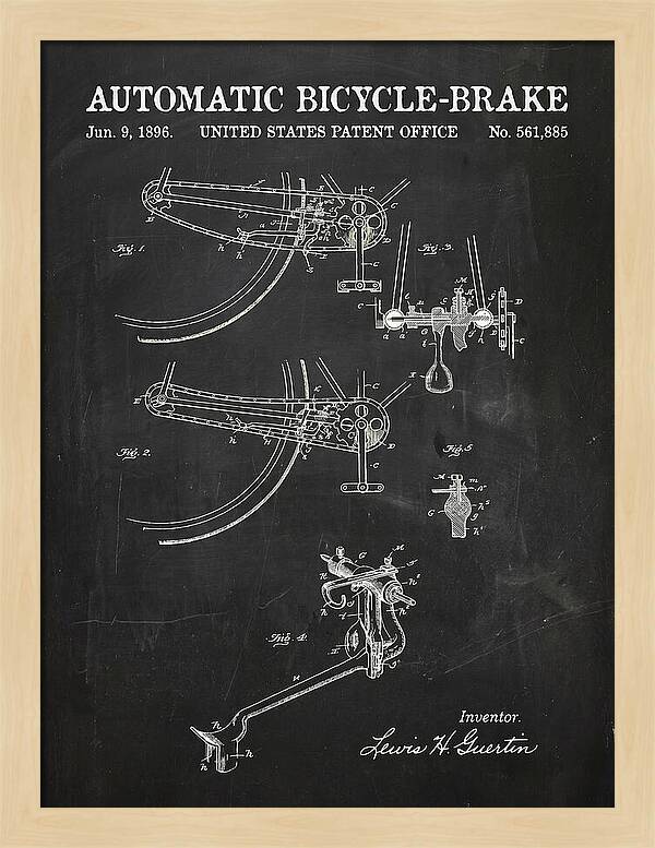 Automatic Bicycle Brake Chalkboard Patent Us561885a