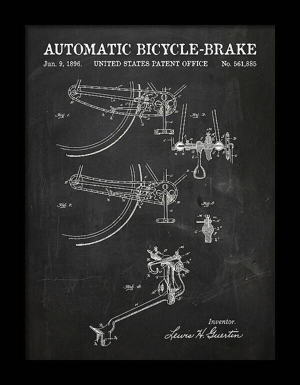 Automatic Bicycle Brake Chalkboard Patent Us561885a