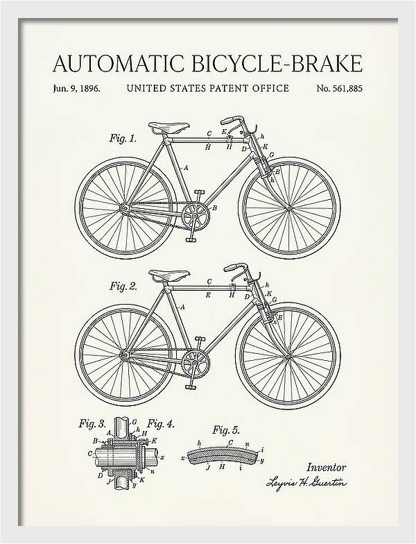 Automatic Bicycle Brake Minimalist Patent Us561885a