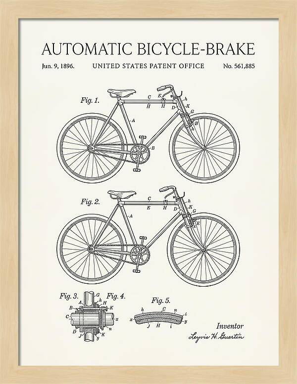 Automatic Bicycle Brake Minimalist Patent Us561885a