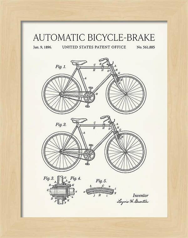 Automatic Bicycle Brake Minimalist Patent Us561885a