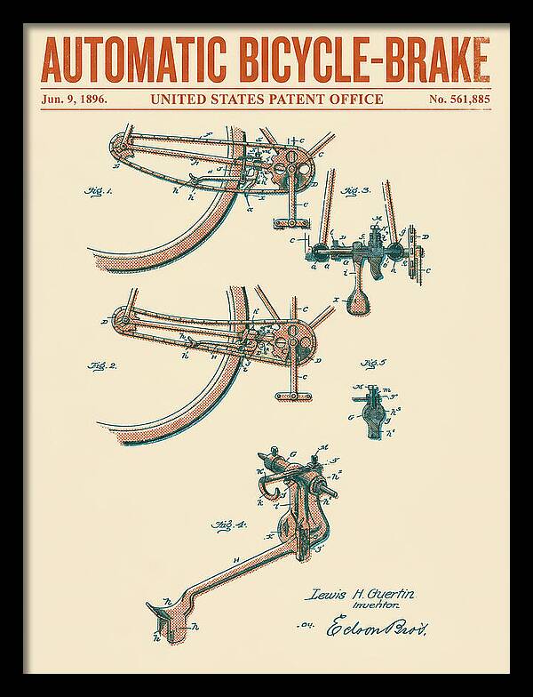 Automatic Bicycle Brake Retro Patent Us561885a