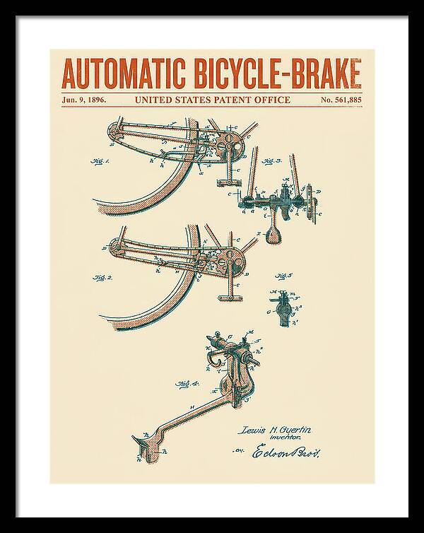 Automatic Bicycle Brake Retro Patent Us561885a
