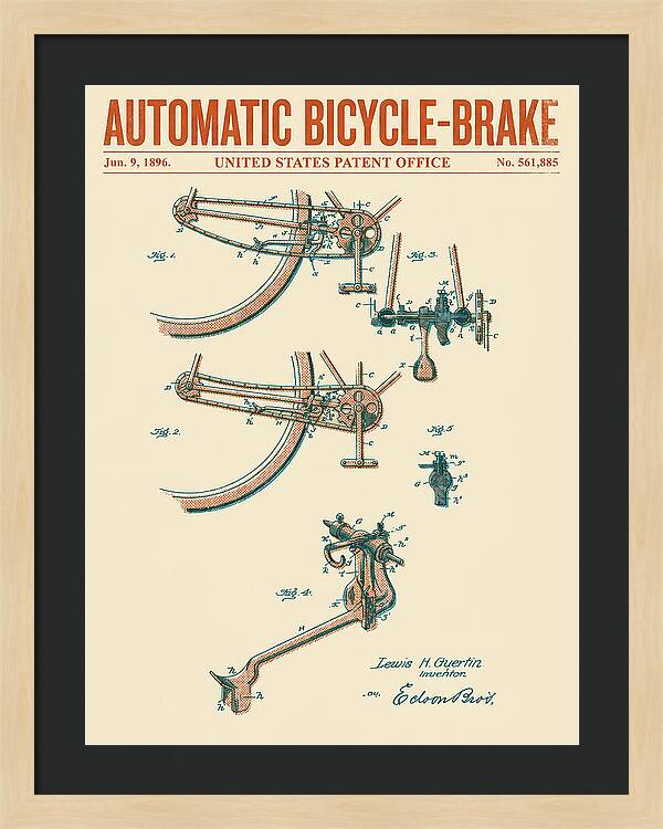 Automatic Bicycle Brake Retro Patent Us561885a