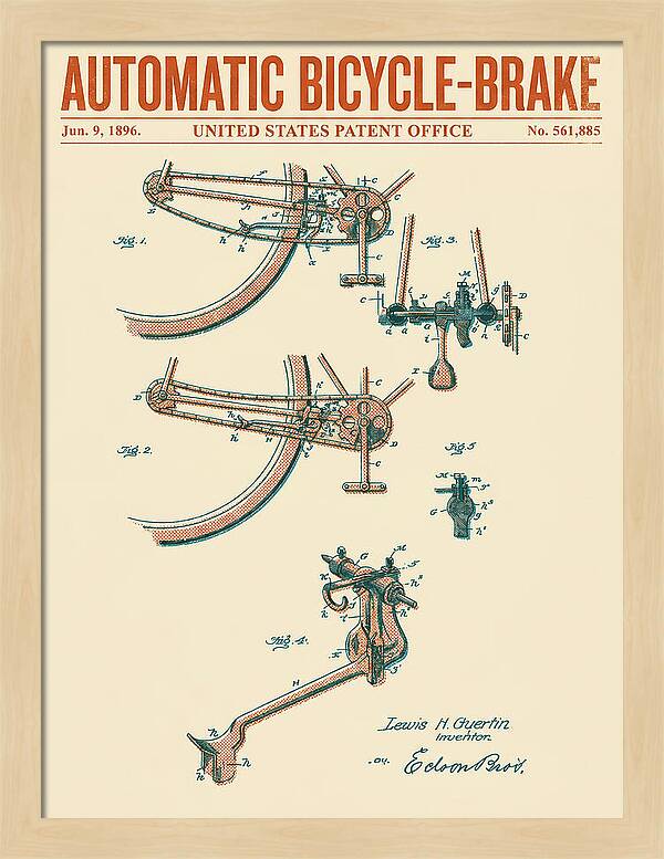 Automatic Bicycle Brake Retro Patent Us561885a