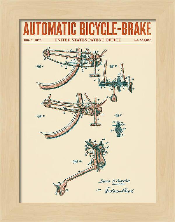 Automatic Bicycle Brake Retro Patent Us561885a
