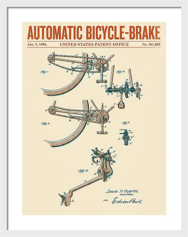 Automatic Bicycle Brake Retro Patent Us561885a