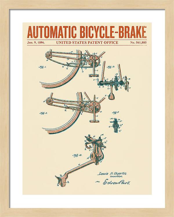 Automatic Bicycle Brake Retro Patent Us561885a
