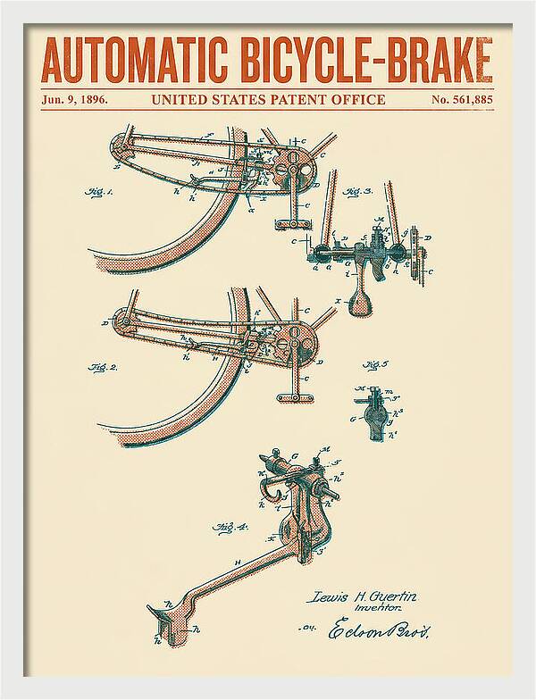 Automatic Bicycle Brake Retro Patent Us561885a