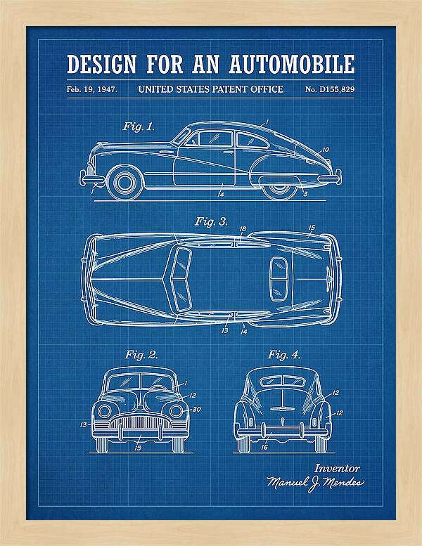 Automobile Blueprint Patent Usd155829s
