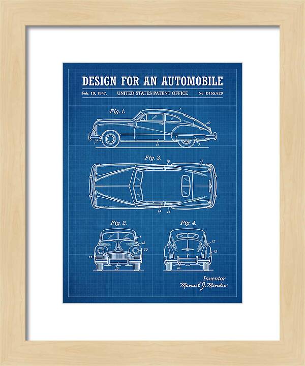Automobile Blueprint Patent Usd155829s