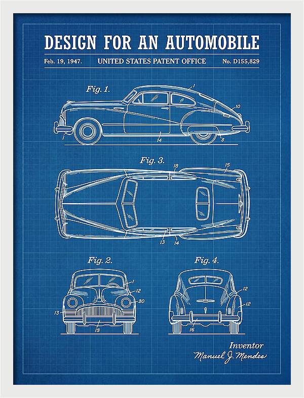 Automobile Blueprint Patent Usd155829s